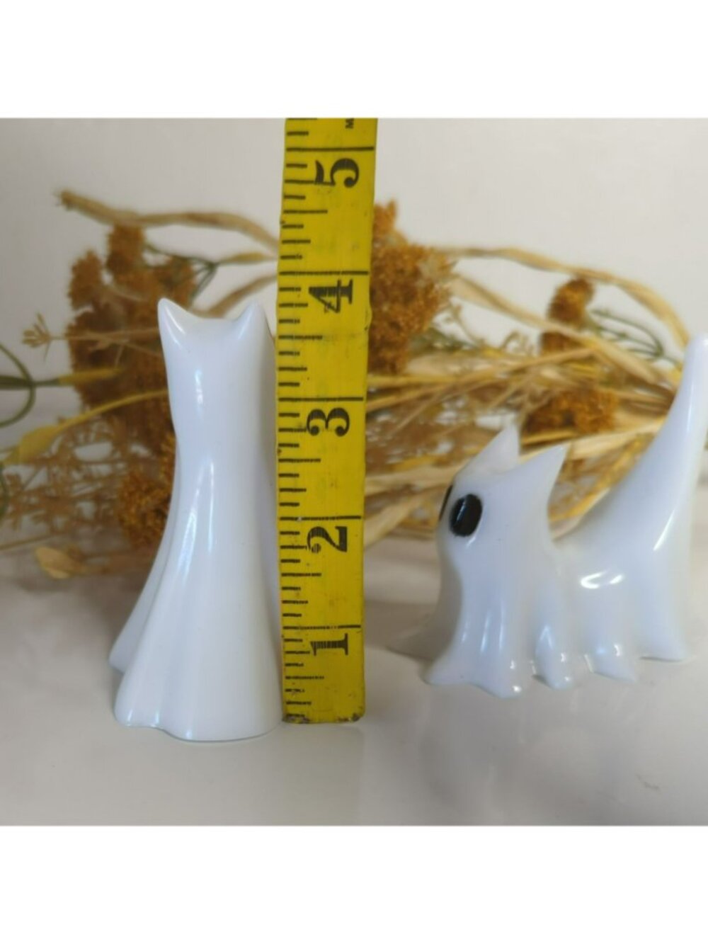 Handcrafted White Resin Ghost Cat Figurines Set Of 2 - Picture 6 of 6